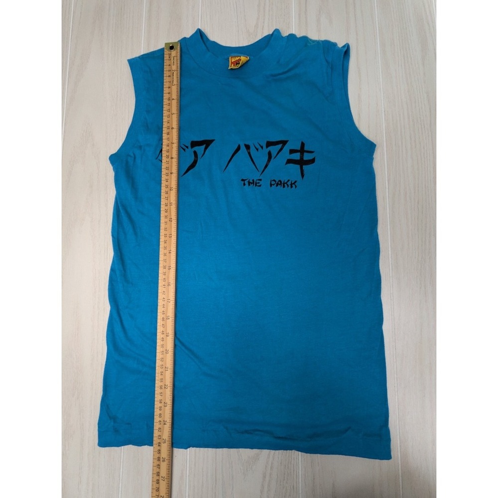 T-PLUS Huntington Mall Men's Teal Blue M Sleeveless T-Shirt vintage 80s USA made - Picture 5 of 13